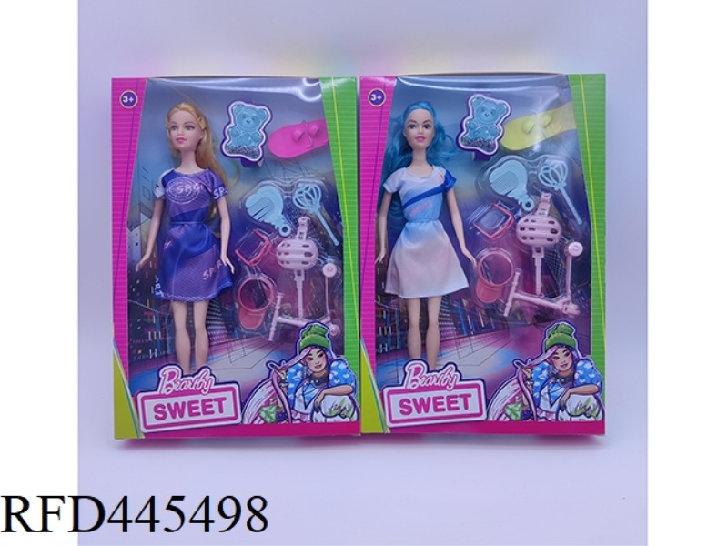 11 INCH FULL BODY BARBIE SPORTSWEAR + SPORTSWEAR + SKATEBOARD