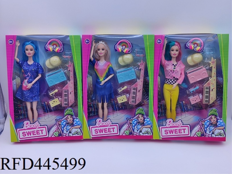 11 INCH SOLID 9-JOINT BARBIE FASHION GIRL + BLISTER ACCESSORIES + HEADPHONES