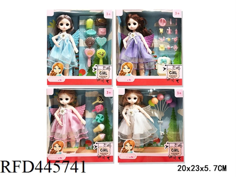 9-INCH SOLID BODY 11 MOVABLE JOINT 3D EYE BARBIE DOLL WITH ACCESSORIES 4 MIXED