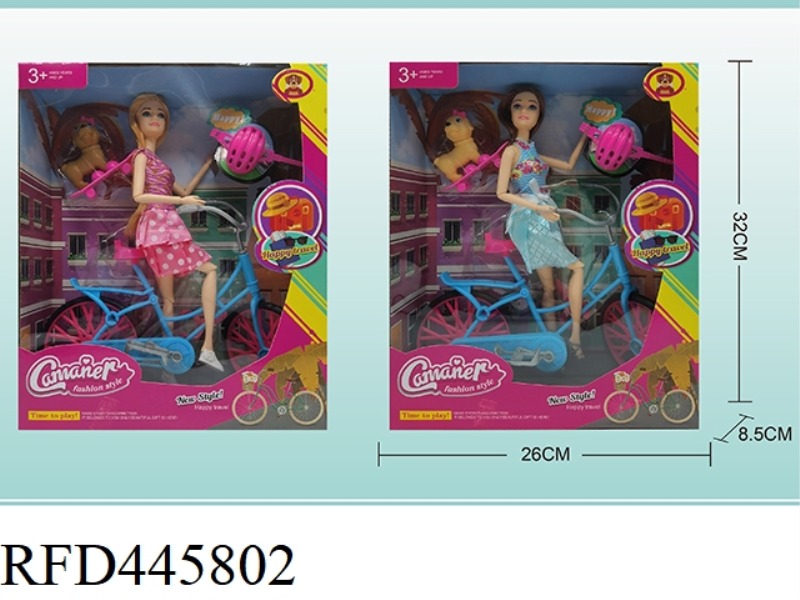 BARBIE BIKE WITH DOG SKATEBOARD