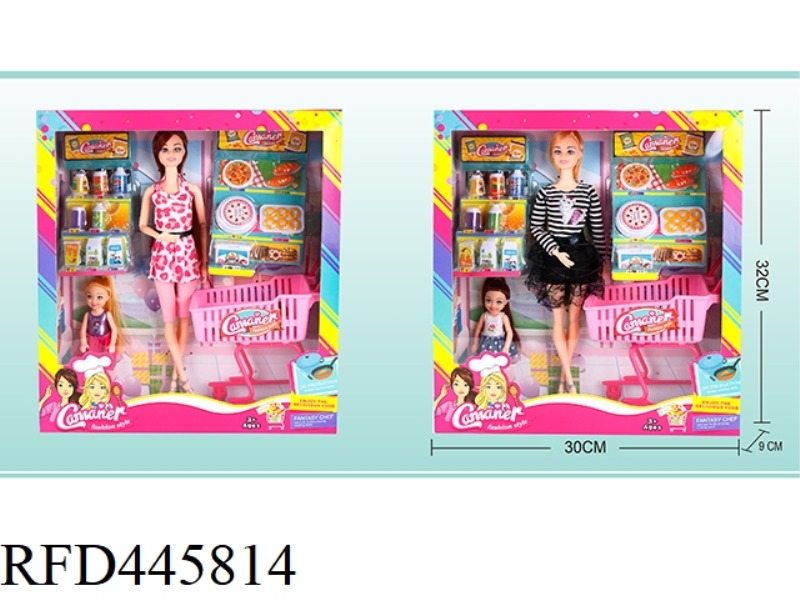 SUPERMARKET WITH SHOPPING CART (11-INCH GIRL WITH 5.5-INCH GIRL)