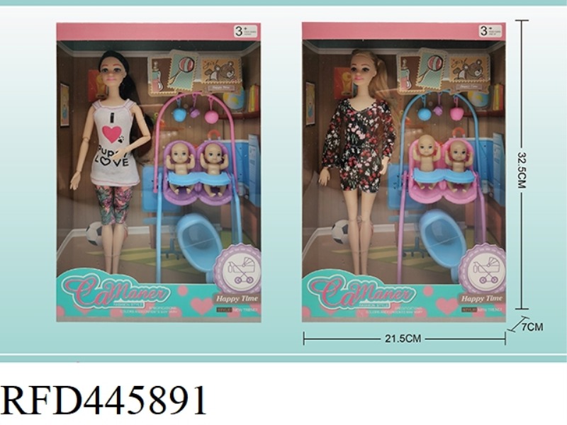 11 INCH BARBIE DOLL WITH TWIN DINING CHAIRS