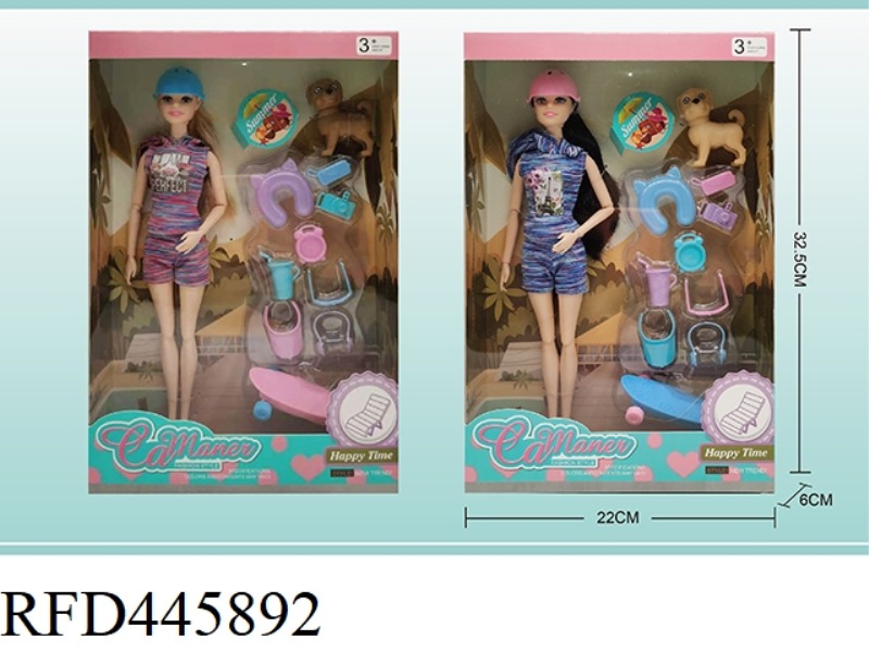 11 INCH BARBIE DOLL WITH SKATEBOARD SET