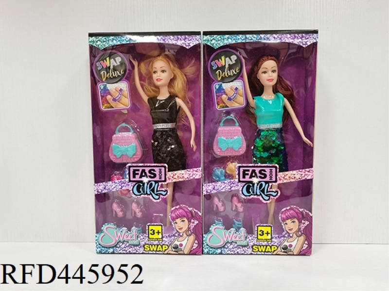 11.5-INCH JOINT SOLID BODY FASHION COLOR CHANGING FLASH SHORT SKIRT BARBIE BAG SHOES BLISTER TWO MIX