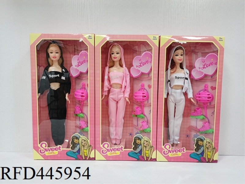 11.5-INCH ARTICULATED BODY (SPORTS SERIES) FASHION BARBIE GIRL WITH HELMET + SKATES