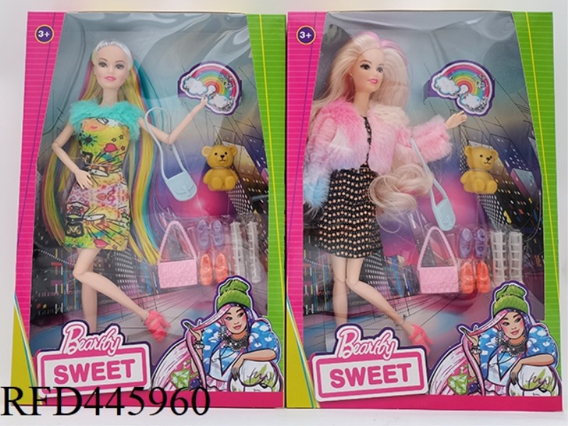 11.5-INCH 11 JOINT BODY TRENDY SERIES BARBIE DOLL WITH BAG + BEAR + SHOES BLISTER (2 MIXED)