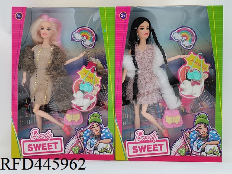 11.5-INCH 11 JOINT BODY TRENDY SERIES BARBIE DOLL WITH CAMERA + BAG + PET DOG (2 MIXED)