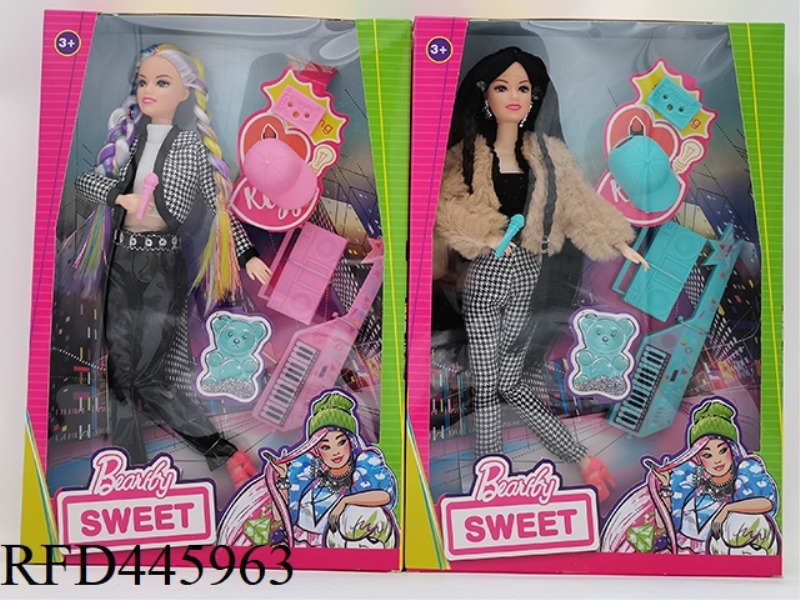 11.5-INCH 11 JOINT BODY TRENDY SERIES BARBIE DOLL CHARGED GUITAR SET (2 MIXED)