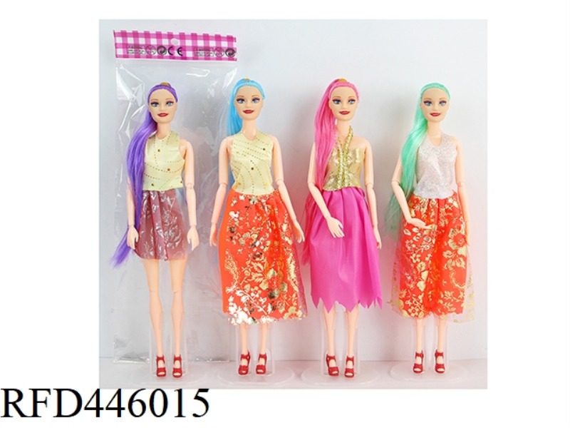 11 INCH 28.5 CM 11 JOINT SOLID BODY FASHION COLOR LONG HAIR BARBIE DOLL MULTIPLE MIXED CLOTHES
