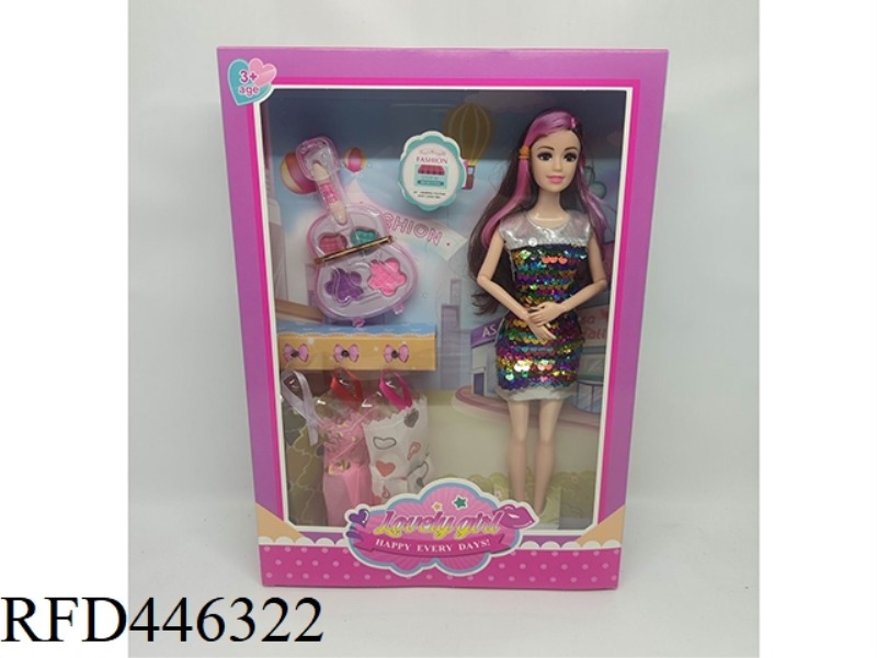 11 INCH JOINT BARBIE DOLL WITH COSMETIC PIANO BAG