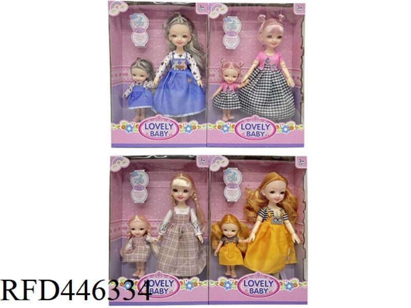 12 INCH SOLID 11 JOINT 3D EYE PARENT-CHILD FASHION FAT CHILD DOLL WITH 6-INCH DOLL
