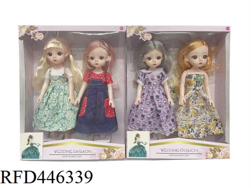 12 INCH 3D FASHION FAT CHILDREN'S DOLL 2 SETS