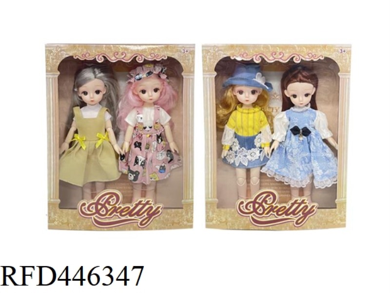 12 INCH SOLID 11 JOINT 3D EYE FASHION FAT CHILDREN'S DOLL (TWO SETS)