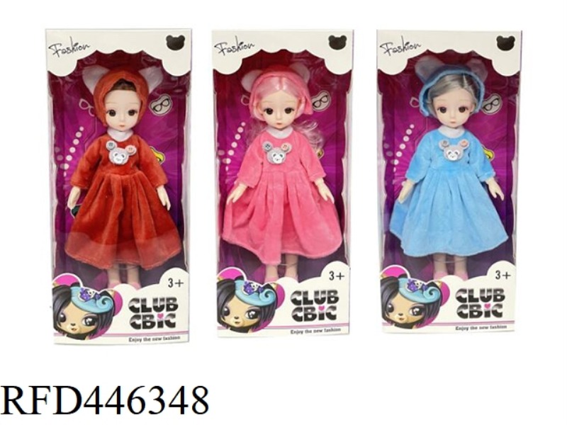 12 INCH SOLID 11 JOINT 3D EYE FASHION FAT CHILDREN'S DOLL