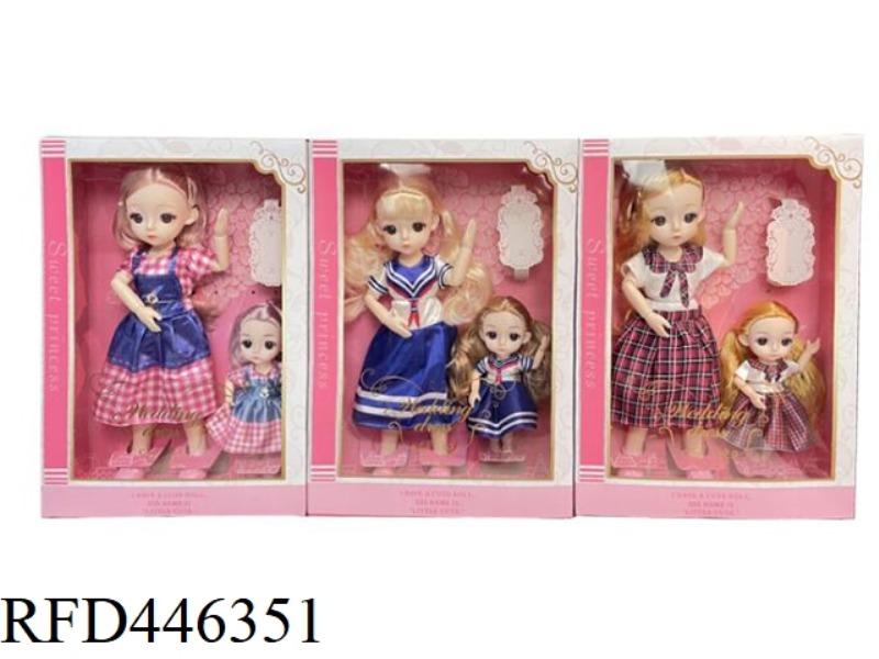12 INCH SOLID 11 JOINT 3D EYE FASHION PARENT-CHILD FAT CHILD DOLL