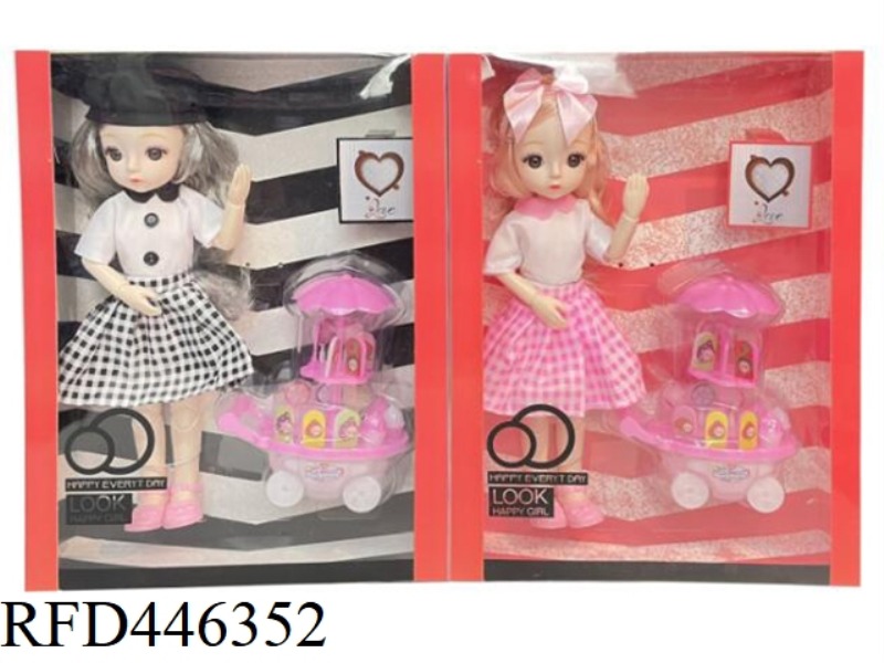 12 INCH SOLID 11 JOINT 3D EYE FASHION FAT BABY WITH ICE CREAM TRUCK