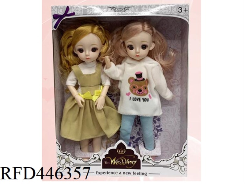 12 INCH SOLID 11 JOINT 3D EYE FASHION FAT CHILDREN'S DOLL (2 SETS)