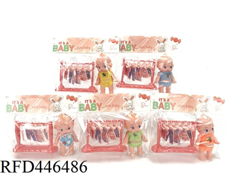 6-INCH MEDIUM 3 WOOL ENAMEL DOLL WITH CLOTHES HANGER BLISTER