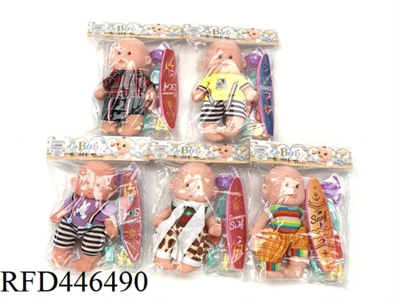 10 INCH ENAMEL CARTOON DOLL WITH DIVING 6-PIECE SET