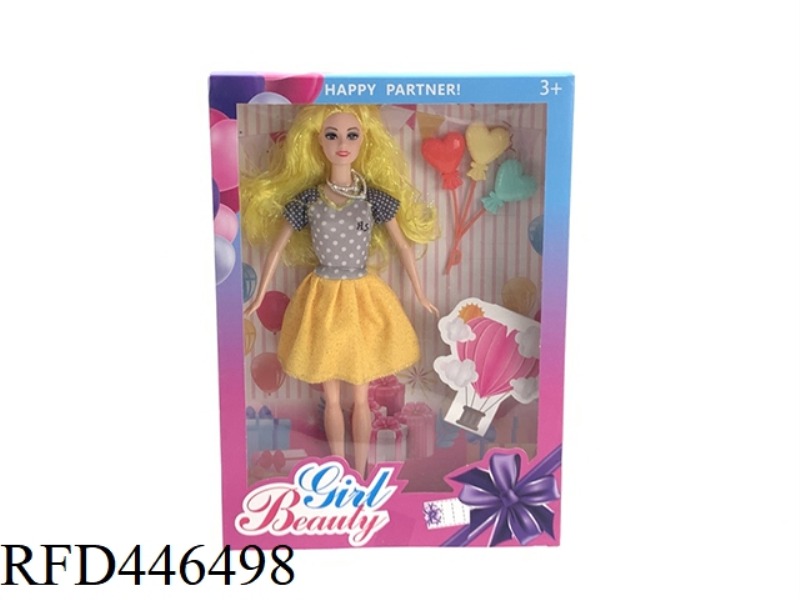 11 INCH FASHION SMALL YELLOW SKIRT DOLL WITH BALLOON