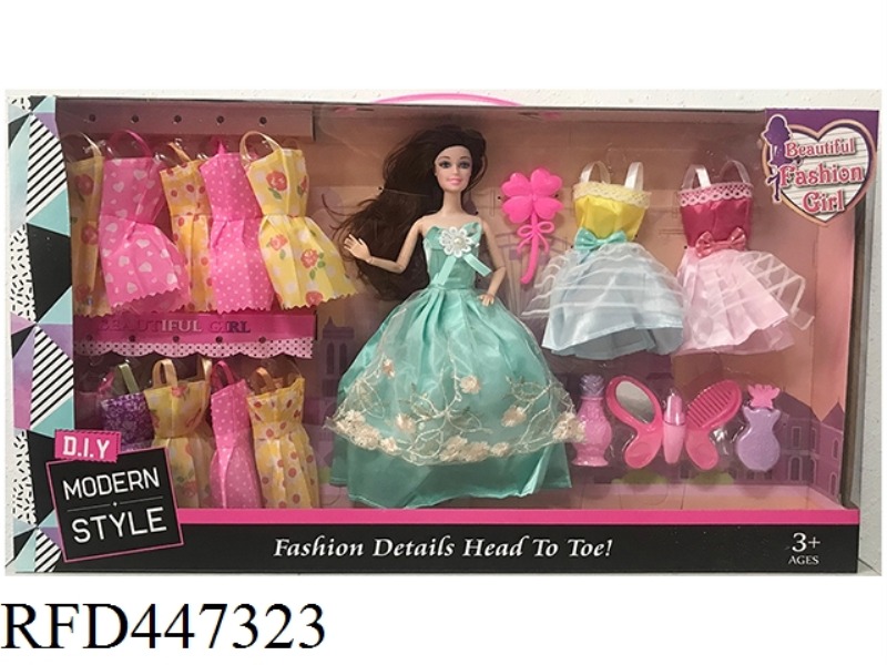 11.5-INCH SOLID 9-JOINT WEDDING DRESS BARBIE WITH HANGING SKIRT, FOUR LEAF COMB AND BUTTERFLY