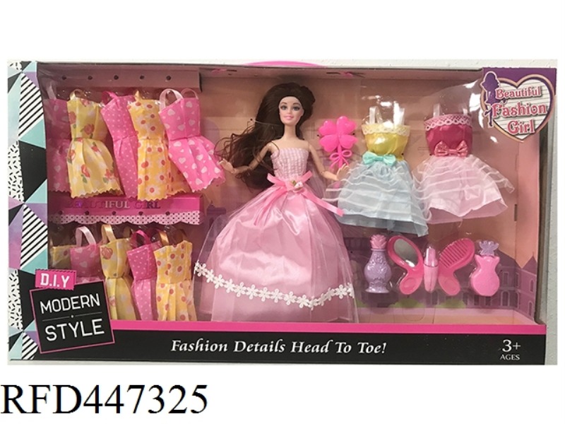 11.5-INCH SOLID 9-JOINT WEDDING DRESS BARBIE WITH HANGING SKIRT, FOUR LEAF COMB AND BUTTERFLY