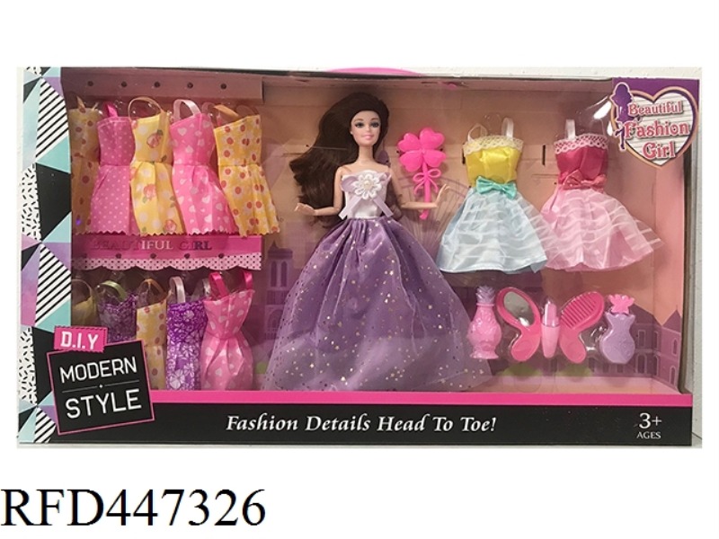 11.5-INCH SOLID 9-JOINT WEDDING DRESS BARBIE WITH HANGING SKIRT, FOUR LEAF COMB AND BUTTERFLY ACCESS