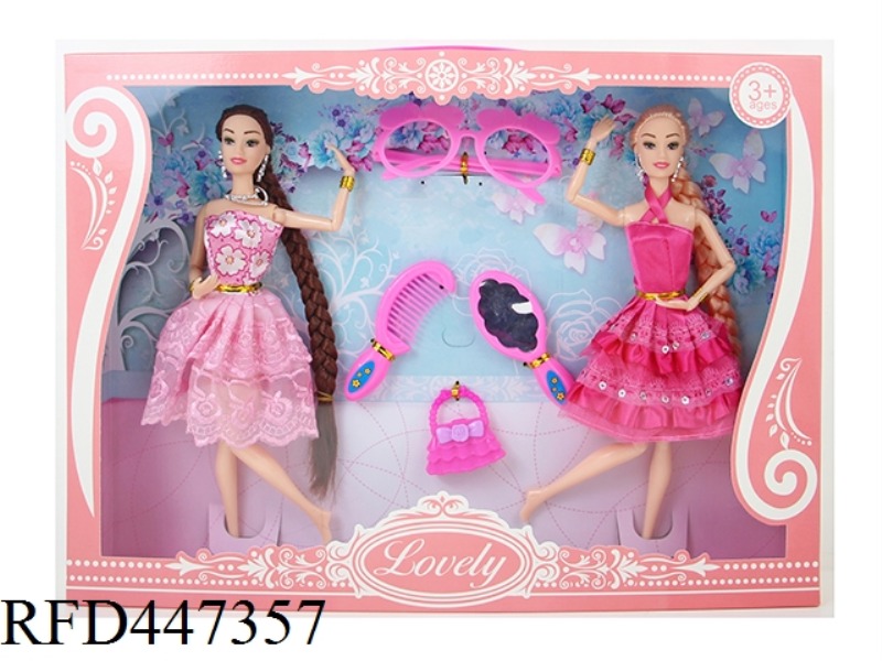 2 SOLID 11 INCH 11 JOINT FASHION LONG HAIR BARBIE DOLLS