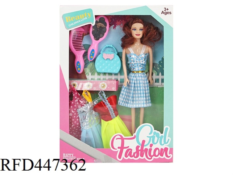 11.5-INCH 30CM 6-JOINT SOLID 2D COLOR PRINTED EYE BARBIE DOLL WITH ACCESSORIES CLOTHING