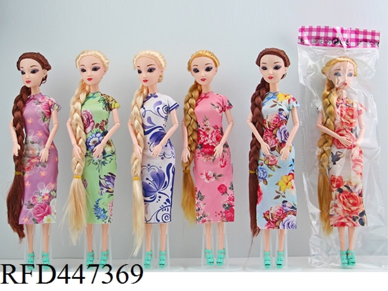 11.5-INCH 11 JOINT SOLID 3D REAL EYE CHEONGSAM LONG HAIR PRINCESS 6 MIXED CLOTHES