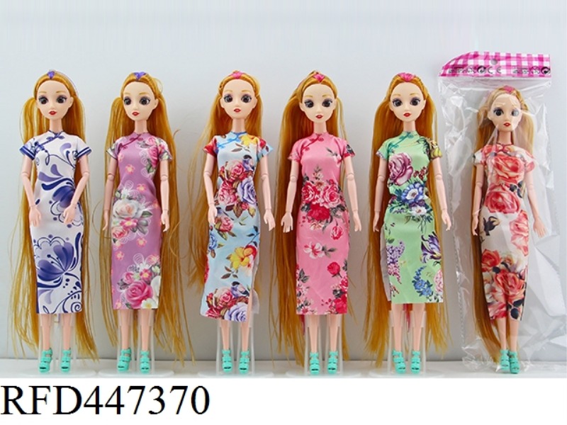 11.5-INCH 11 JOINT SOLID 3D REAL EYE CHEONGSAM LONG HAIR PRINCESS MIXED CLOTHES