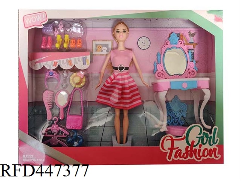 NEW 11.5-INCH FASHION BARBIE PRINCESS MAKEUP SHOES MAKEUP TABLES AND CHAIRS