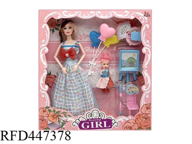 11.5-INCH SOLID 9-JOINT FASHION BARBIE WITH 3-INCH BABY AND ACCESSORIES AND BALLOONS