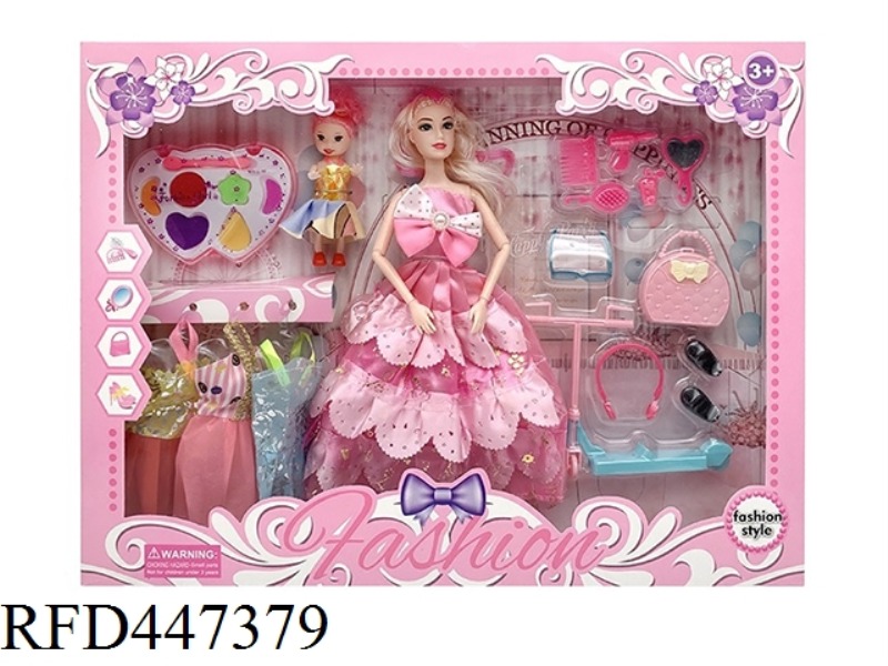 11.5-INCH SOLID 12 OFF WEDDING DRESS BARBIE WITH 3-INCH BABY AND HANGING CLOTHES ACCESSORIES