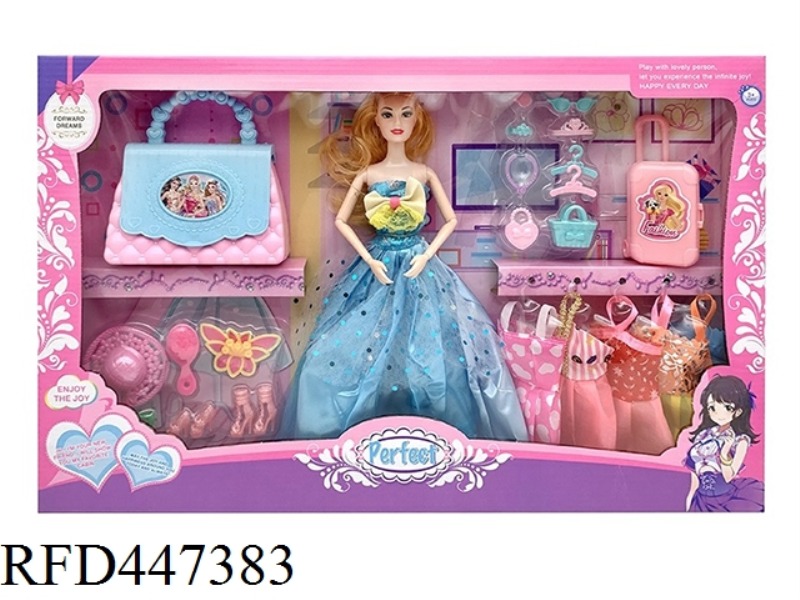11.5-INCH FULL BODY LIVE HAND WEDDING DRESS SKIRT BARBIE BELT HANGING CLOTHES AND LARGE NECKLACE ACC