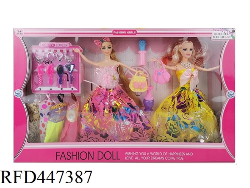 11.5-INCH FULL BODY LIVE HAND WEDDING DRESS SKIRT BARBIE DOUBLE DRESS WITH HANGING CLOTHES AND DRESS