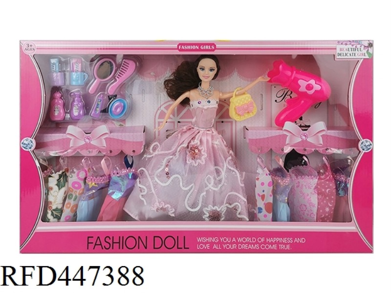 11.5-INCH FULL BODY LIVE HAND WEDDING DRESS SKIRT BARBIE WITH LARGE HAIR DRYER ACCESSORIES AND HANGI
