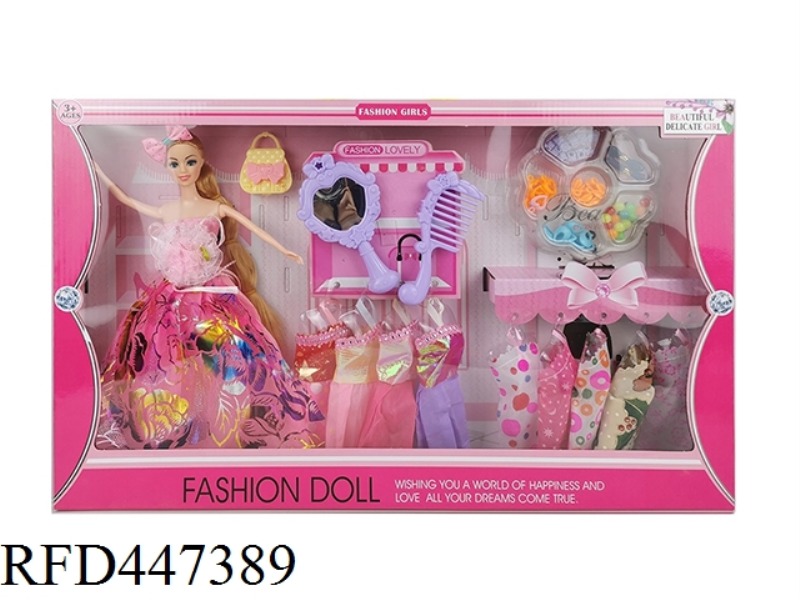 11.5-INCH FULL BODY LIVE HAND WEDDING DRESS SKIRT BARBIE WITH LARGE COMB, LARGE MIRROR ACCESSORIES A
