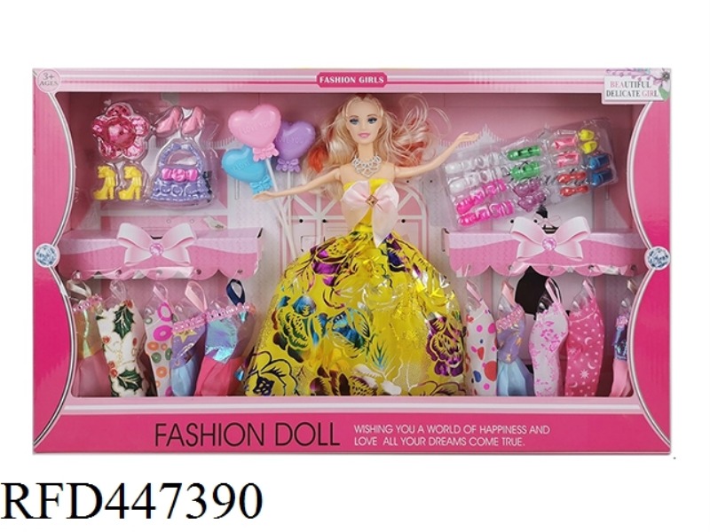 11.5-INCH SOLID LIVING HAND WEDDING DRESS SKIRT BARBIE WITH SHOES AND BALLOON HANGING SKIRT HAT ACCE