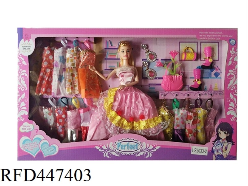 11.5-INCH SOLID 12 JOINT WEDDING DRESS SKIRT BARBIE WITH HANGING CLOTHES AND DRESSING ACCESSORIES