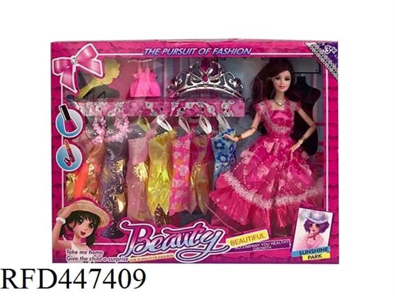 11.5-INCH 12 JOINT WEDDING DRESS BARBIE WITH ACCESSORIES AND 8 HANGING SKIRTS
