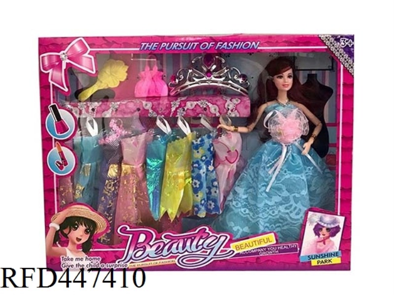 11.5-INCH 12 JOINT WEDDING DRESS BARBIE WITH ACCESSORIES AND 8 HANGING SKIRTS
