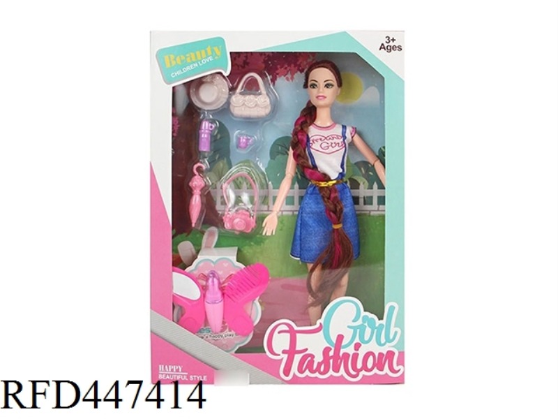 11.5 INCH SOLID 11 JOINTS FASHION SHORT SKIRT, LONG HAIR FRIED DOUGH TWIST, BOBBI HAIR BUTTERFLY COM