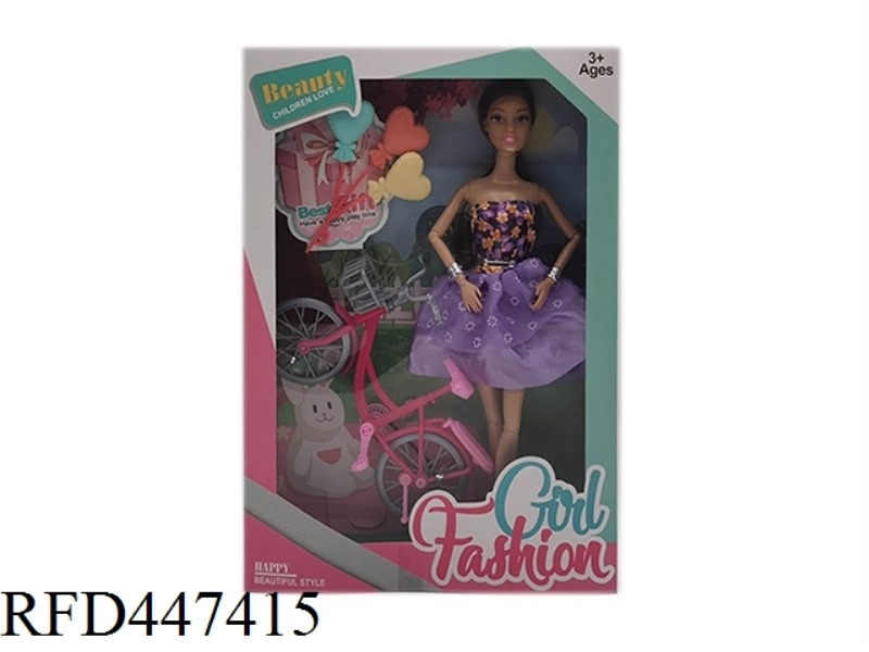 11.5-INCH SOLID 9-JOINT FASHION SKIRT BARBIE WITH BRACELET, BALLOON AND BICYCLE ACCESSORIES