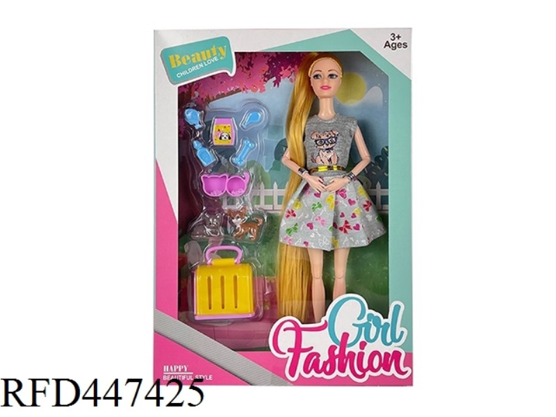 11.5-INCH SOLID 11 JOINT FASHION SHORT SKIRT LONG HAIR BARBIE BAND BRACELET, PET DOG ACCESSORIES