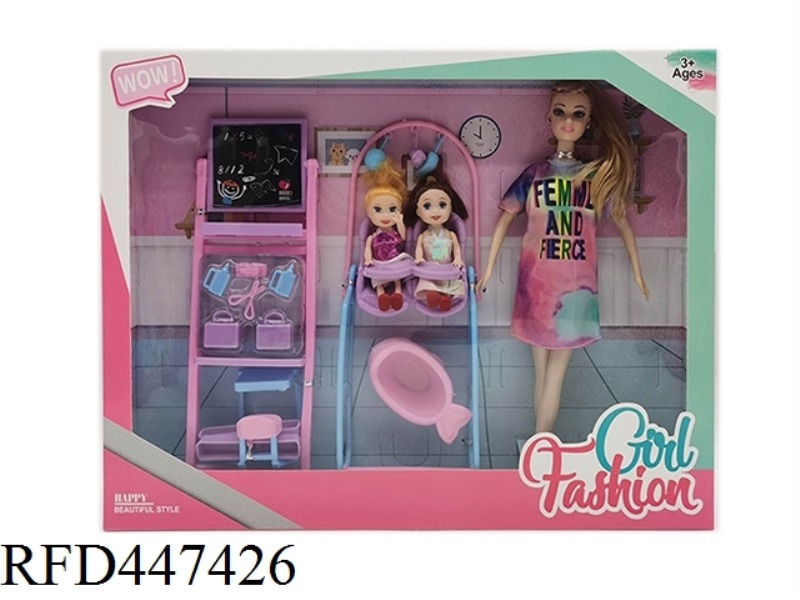 11.5-INCH SOLID LIVE HAND FASHION SHORT SKIRT BARBIE BELT NECKLACE, EARRINGS, BLACKBOARD ACCESSORIES