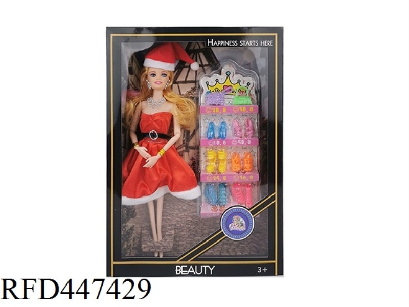 11.5-INCH 9-JOINT SOLID CHRISTMAS FASHION BARBIE NECKLACE EARRING BRACELET SHOE COVER