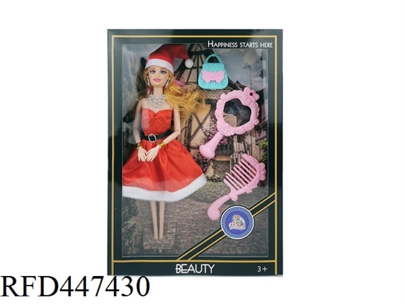 11.5-INCH 9-JOINT SOLID CHRISTMAS FASHION BARBIE NECKLACE EARRING BRACELET HANDBAG MIRROR COMB