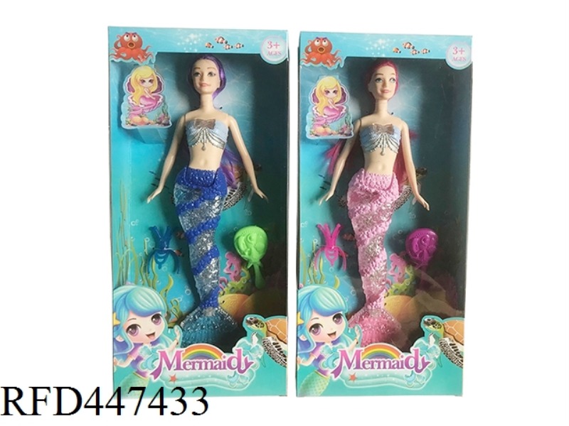 REAL 11.5-INCH LIVE HAND MERMAID BARBIE 2-COLOR MIXED SUIT WITH COLORFUL LIGHTS AND MUSIC