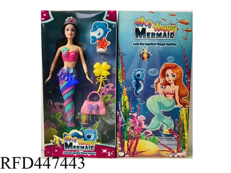 14 INCH LIVE HAND BODY MERMAID BARBIE CROWN COMB BAG WITH LIGHT MUSIC